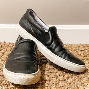 Lanvin black leather slip on sneakers size 40